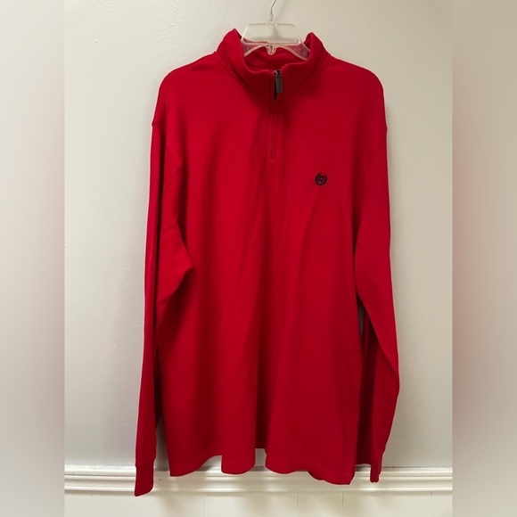 NWOT Chaps Red Mens Quarter Zip Pullover Sweater 100% Cotton Sz XXL - Picture 1 of 6